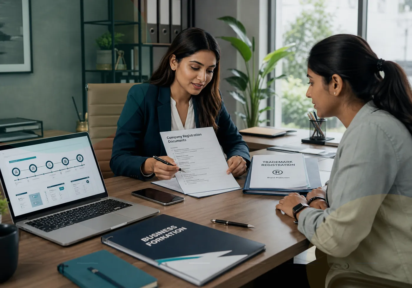 Corporate compliance records and annual filing documents organized for review